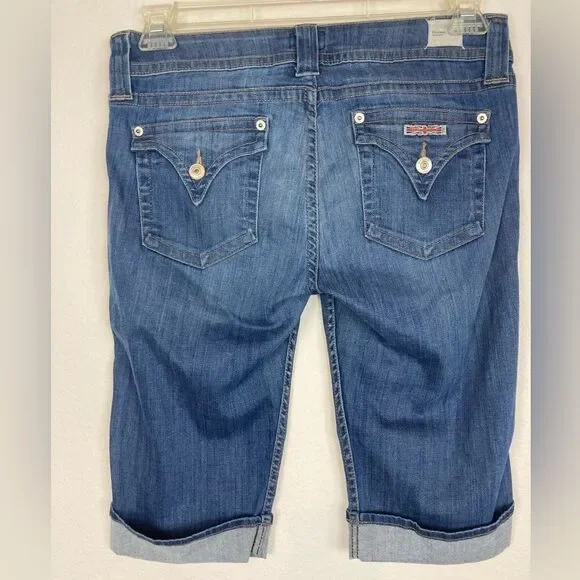 Hudson Jeans Pallerme Knee Cuffed Denim Longer Shorts, High Waist - Picture 2 of 12